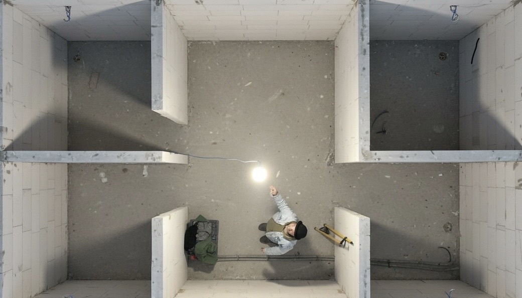 Полная геометрия — это толстые слои штукатурки. Иногда по 4-5 сантиметров на стену.