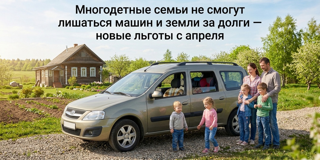 У многодетных не смогут забрать машину и землю за долги — новая защита с апреля