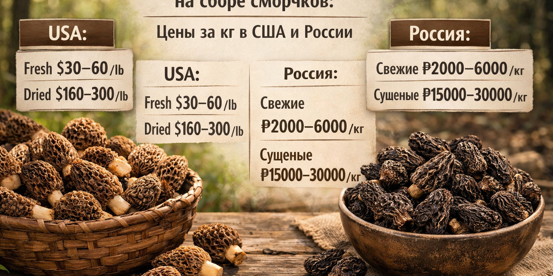 Сколько Можно Заработать на Сборе СМОРЧКОВ: цены за кг в США и России (свежие vs сушеные)