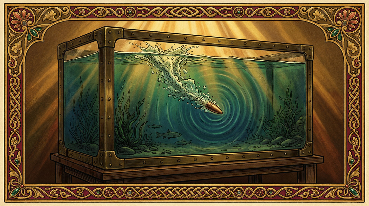 Пуля останавливается через метр - вода в 800 раз плотнее воздуха