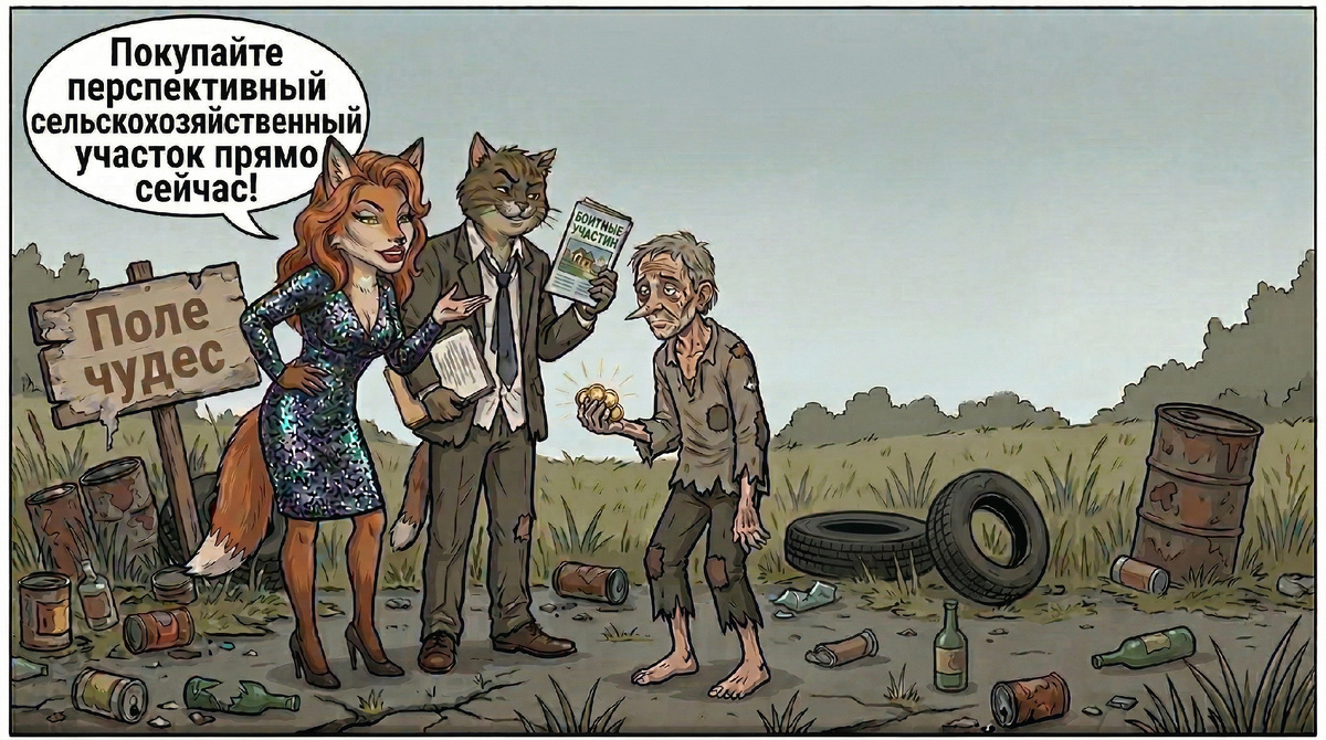 Да-да, участок граничит с Кремлём , через дорогу - газ, по границе - свет. и вообще - с видом на море. 