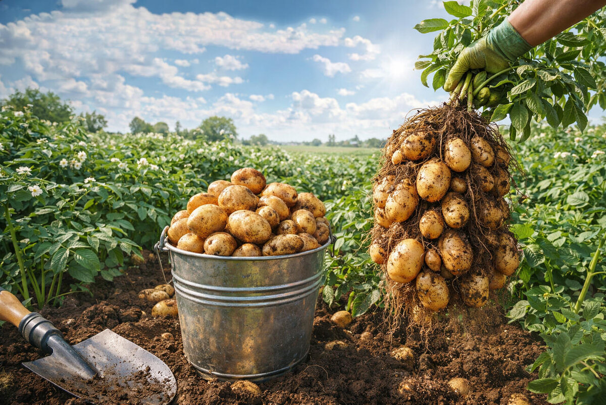    Вы можете значительно поднять урожай картофеля на своем участке Изображение сгенерировано ИИ. Коллаж: 7 дней.ru