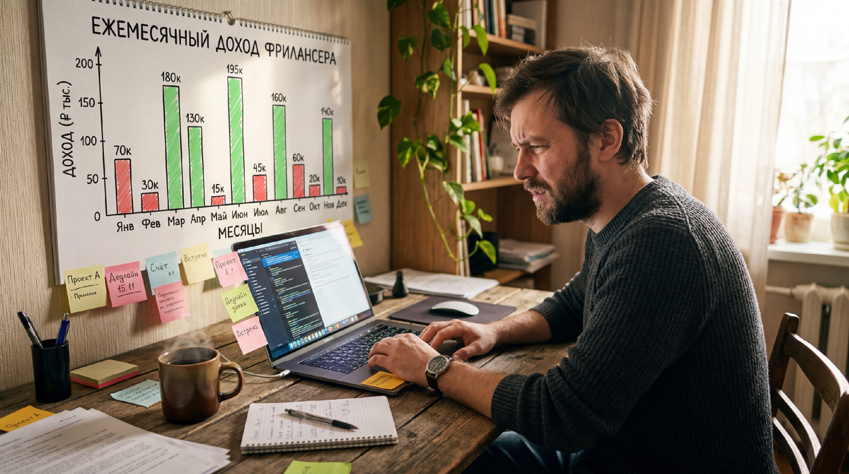Фриланс выглядит как свобода. Но за ней скрывается вот такой календарь с доходом.