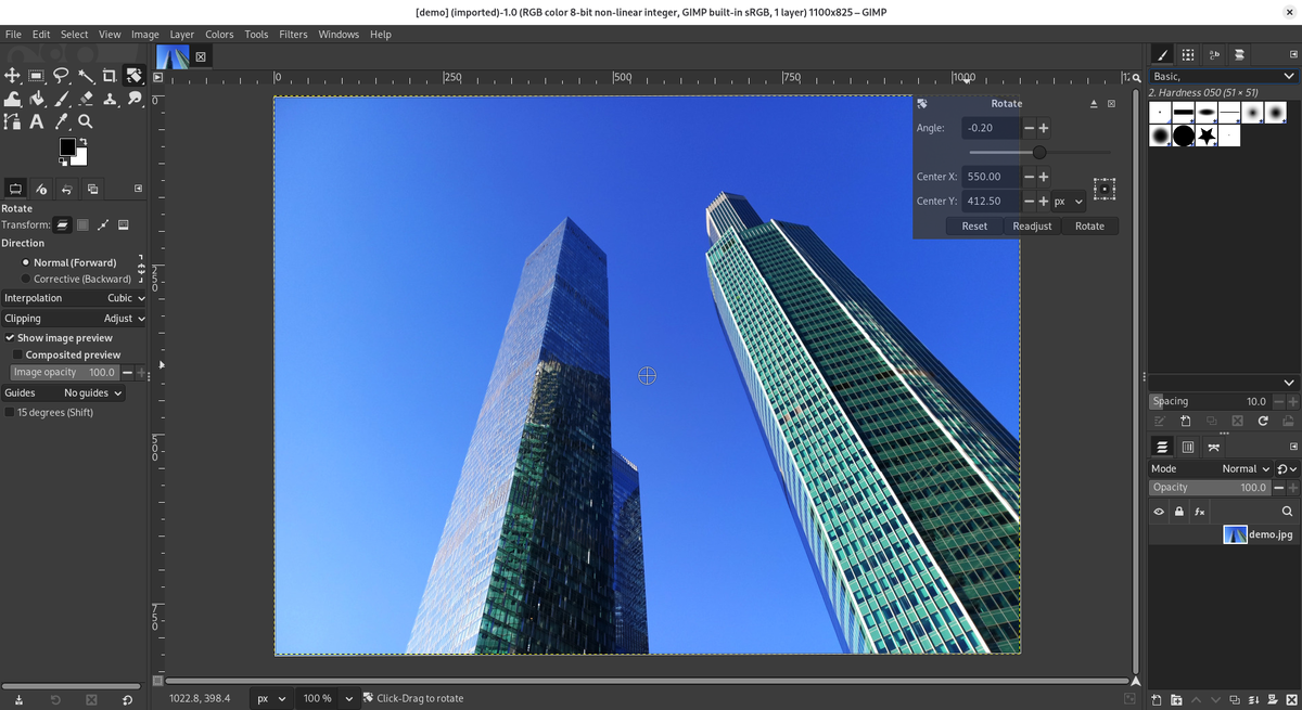 Горячие клавиши указаны для GIMP: Shift + R