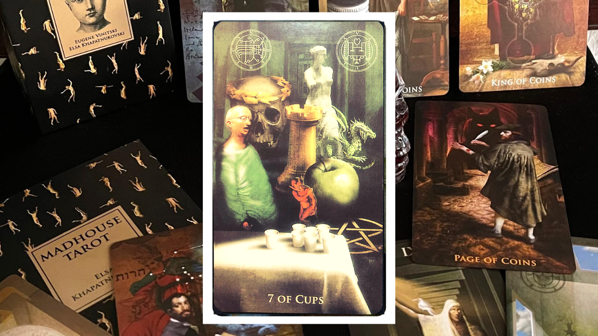 Семёрка Кубков. Photo «Madhouse Tarot» by Eugene Vinitski, Elsa Khapatnukovski