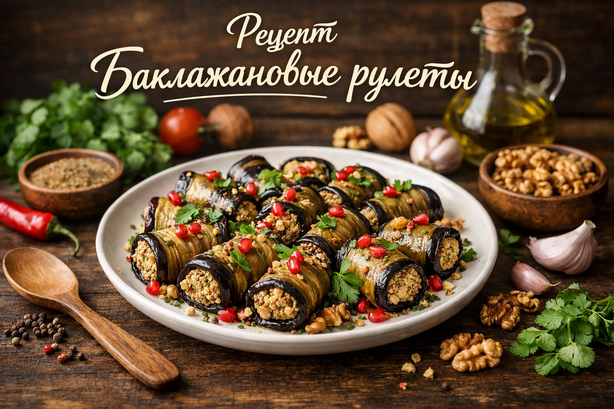 Баклажановые рулеты с грецкими орехами