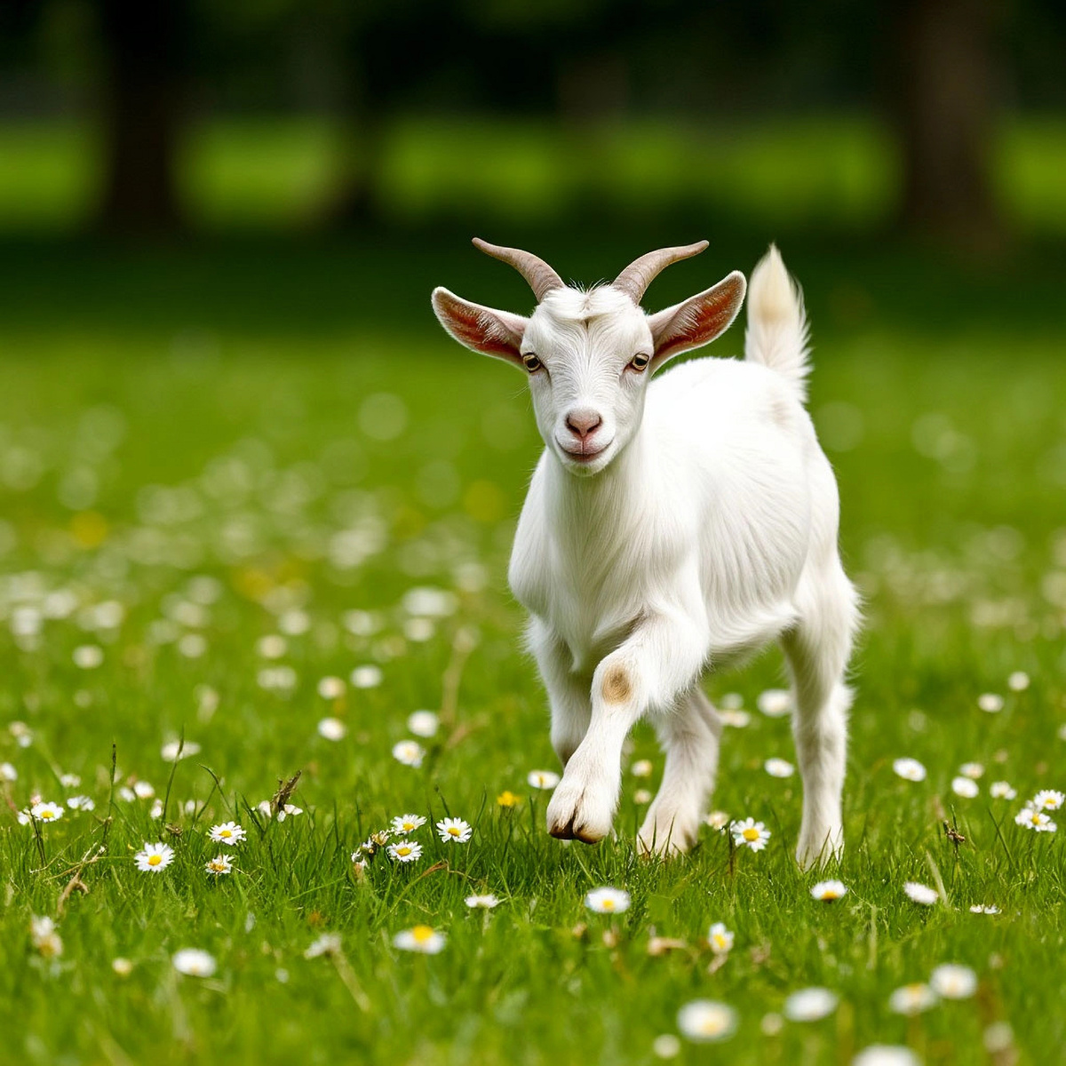 Коза на лужайке