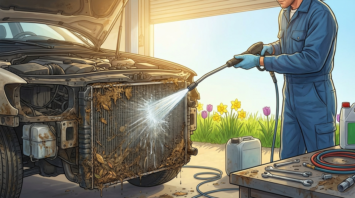 Для качественной промывки пакета радиаторов необходимо снимать бампер.