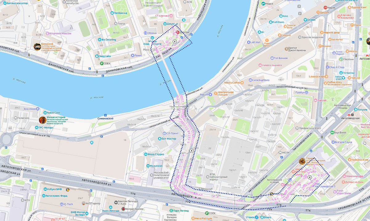 Наложил на карту района планируемый линейный объект из Постановления