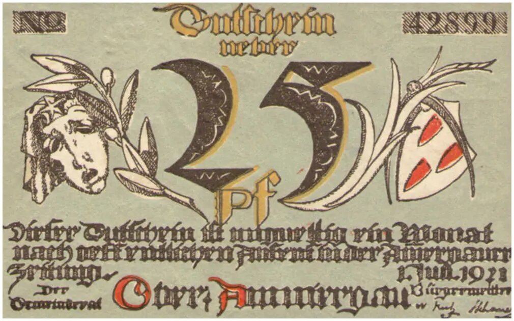 Нотгельд Обераммергау. 25 пфеннигов