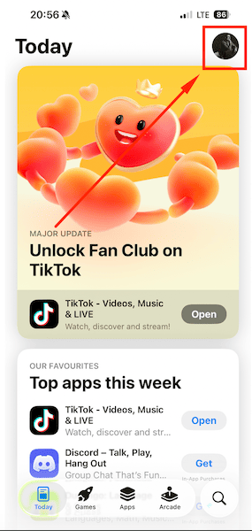    Переход к аккаунту Apple