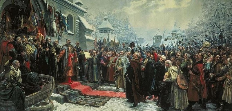 Переяславская рада, 1654 год. Казаки присягают царю. 