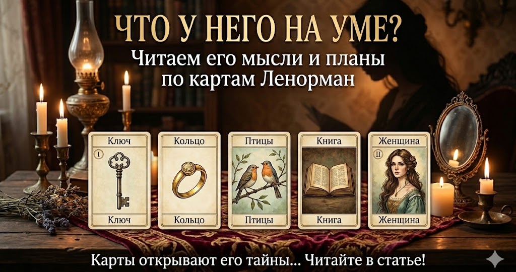 Что у него на уме? Читаем его мысли и планы по картам Ленорман.