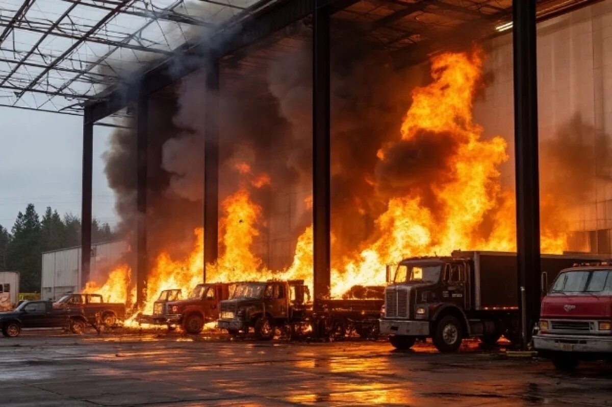    В Калининграде потушили пожар в автосервисе на Аллее Смелых