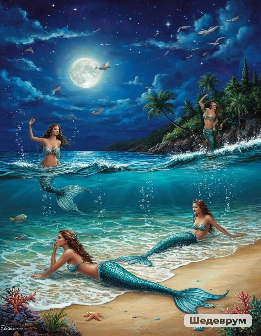 Русалки плещутся в море