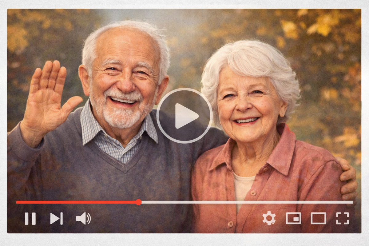 Пожилая пара на видеокадре
