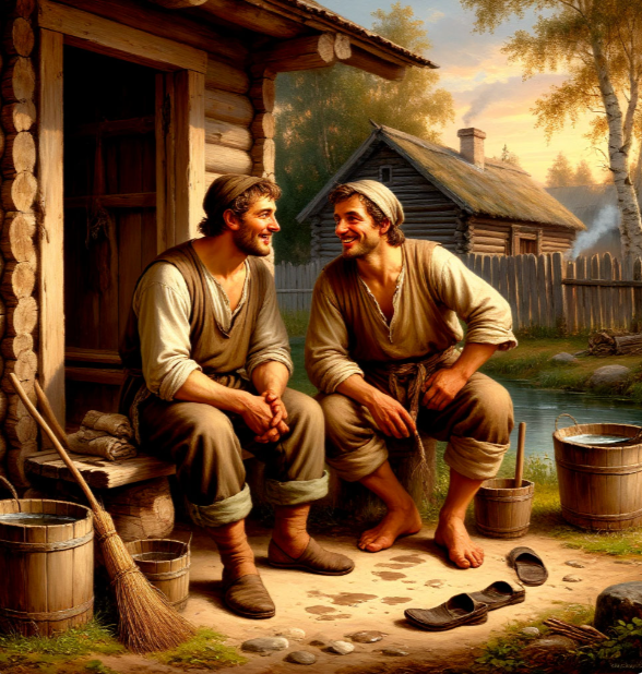 Соседи общаются после бани