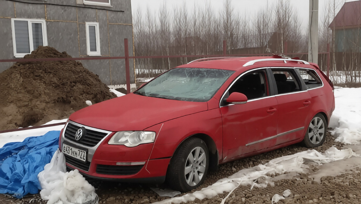 Та самая машина после взрыва балона, слава Богу, что не загорелось. Кадр, открытые источники.