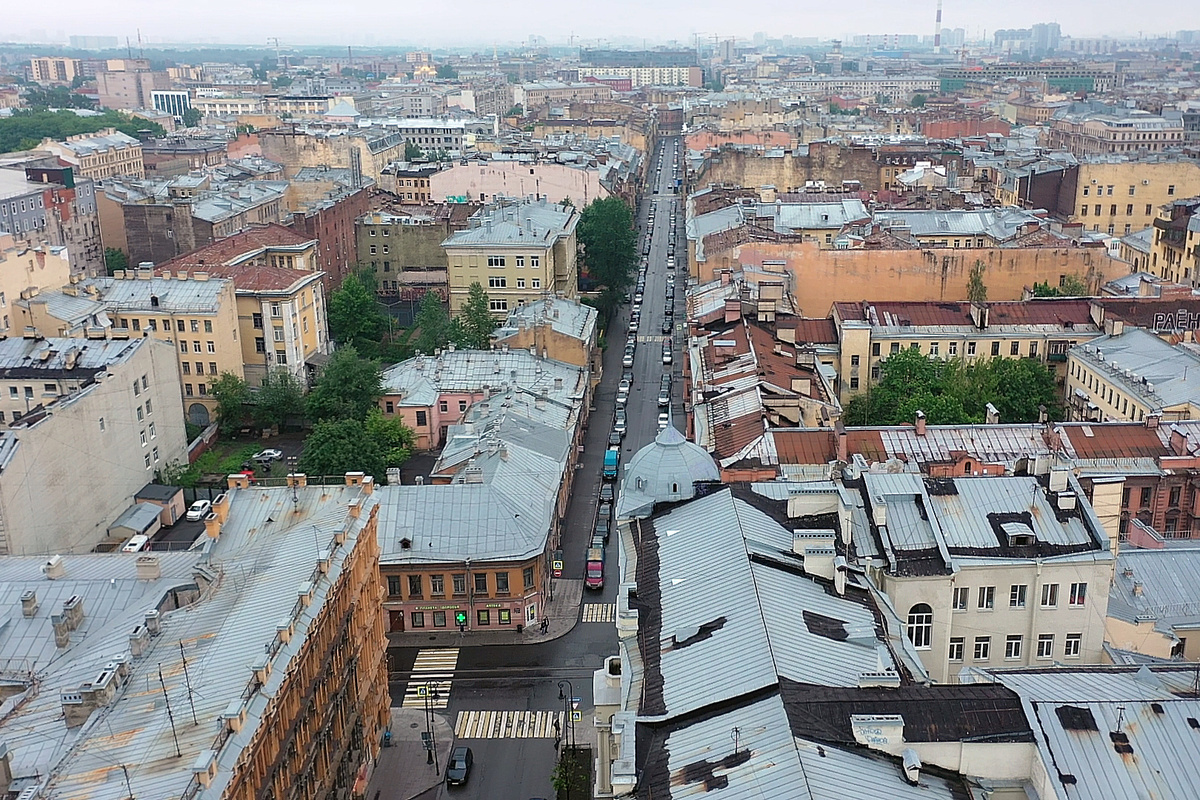 Вид на Коломенскую улицу с высоты птичьего полёта.