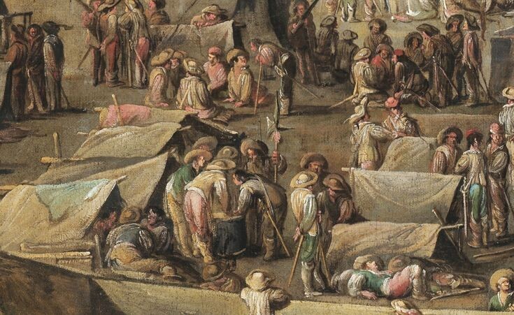 В осадном лагере в 1650-е годы (фрагмент картины). Художник: Pieter Snyers
