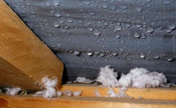 Конденсат под гидроизоляционной плёнкой