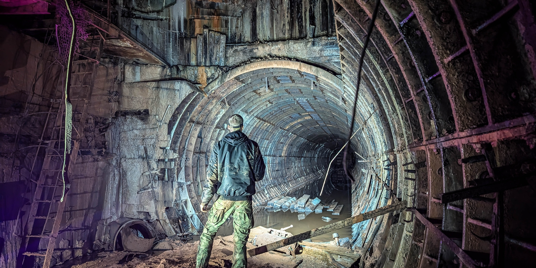 В лесу спрятался огромный заброшенный тоннель длиной почти полтора километра