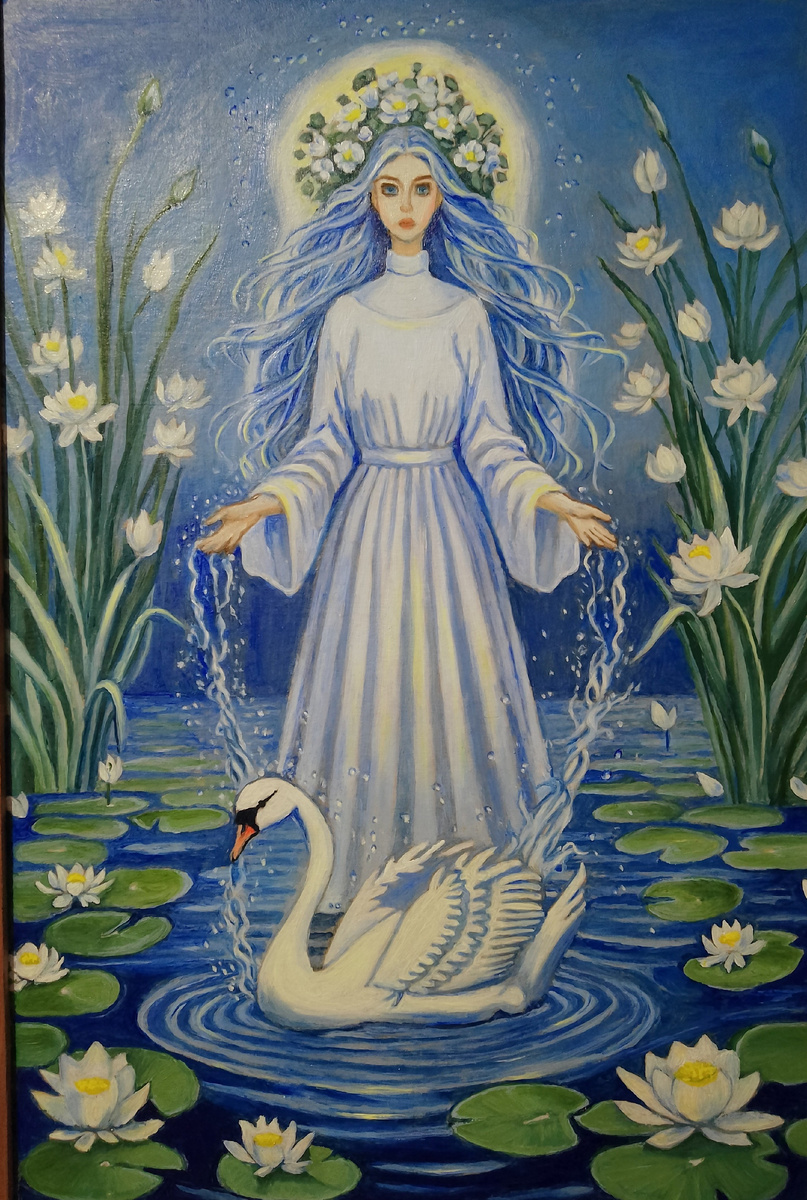 Образ древнерусской Богини Агидель. Картон/масло. 24,5х37,5 см. 