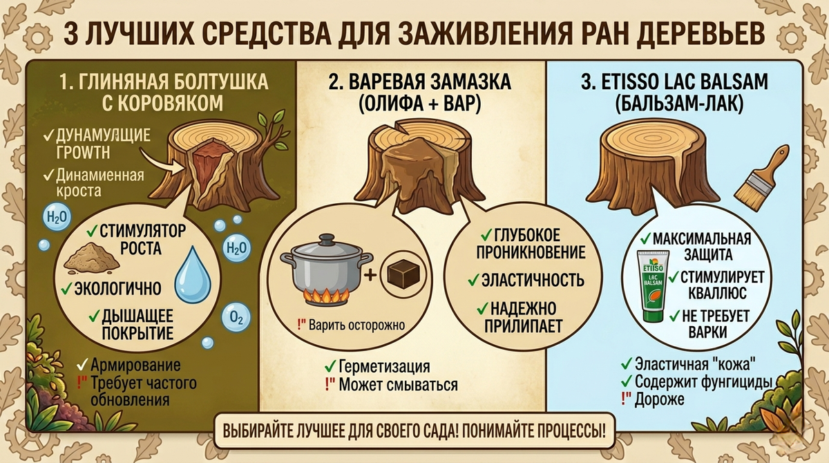 ​3 лучших средства для заживления ран деревьев