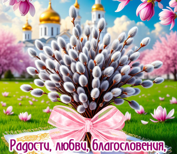 Красивые открытки с Вербным воскресеньем, пожелания