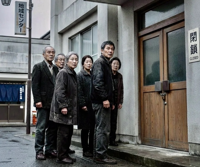 Через несколько часов после объявления о роспуске верующим по всей Японии запретили входить на территорию местных церквей. Сгенерировано искусственным интеллектом.