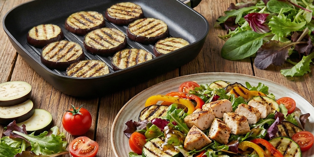 ТЁПЛЫЙ САЛАТ С КУРИЦЕЙ И ОВОЩАМИ ГРИЛЬ