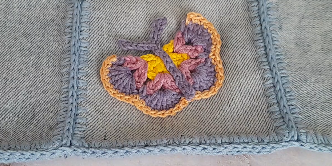 Бабочка - аппликация крючком.