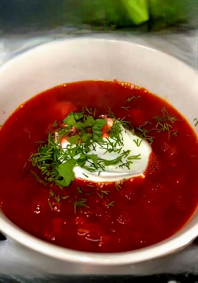 Фотография сделана автором: свекольник с говядиной