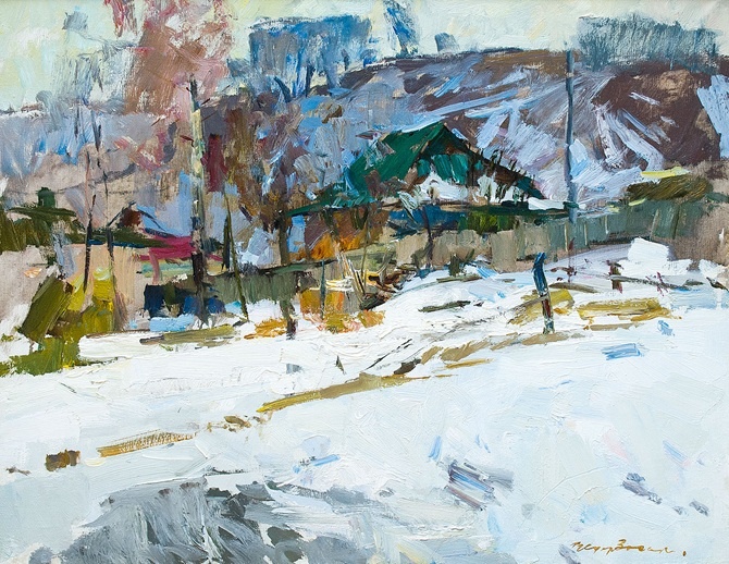 Федор Захаров. Начало апреля. 1980. Холст, масло. 70 х 90.Частное собрание