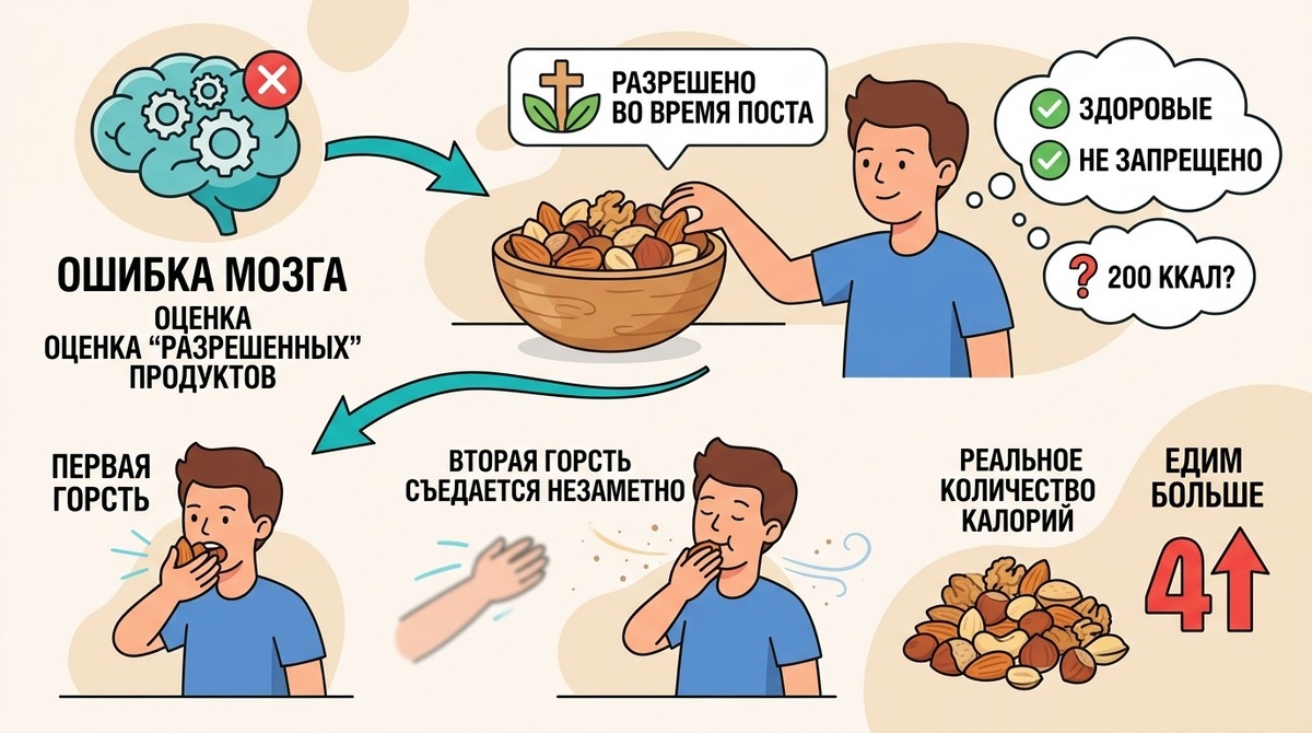 Ошибка оценки калорийности продуктов во время поста
