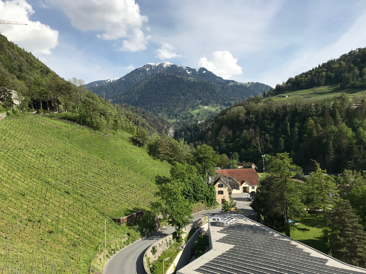 Вид на гору Брамбрюэш (2174 метра) и расположившийся где-то внизу город. Фото автора 