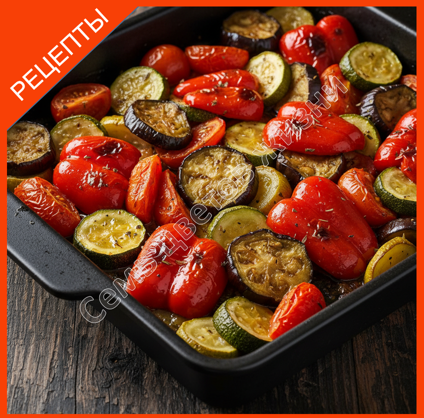 Запечённые овощи в духовке - простой рецепт из кабачка, баклажана, перца и помидоров