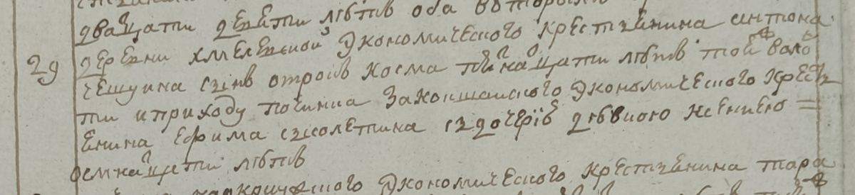 Брак Косьмы Антоновича Чешуина с Ксенией Ефимовной Сысолетиной из починка Закокшайского в 1800 году