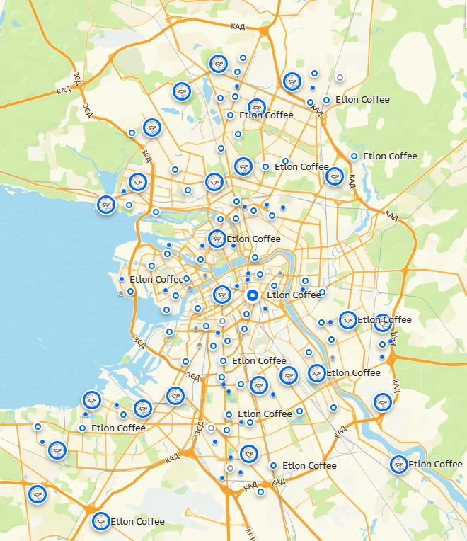 Etlon Coffee на карте Санкт-Петербурга.