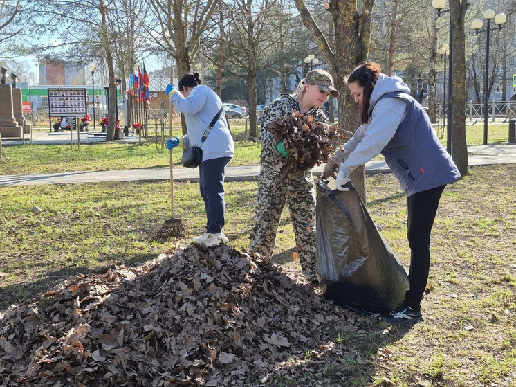     Участники мероприятия убирали парки и общественные пространства, чтобы Старая Русса стала чище, уютнее и красивее. Фото: мессенджер MAX временно исполняющего главы Старорусского округа Андрея Муромцева