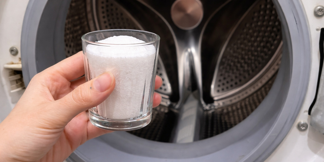 1 стакан в стиральную машину раз в месяц — и накипь на ТЭНе отпадает хлопьями, белье пахнет свежестью