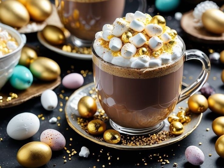 Кофе с шоколадом и маршмелоу порадует в Пасху. Фото из Pinterest