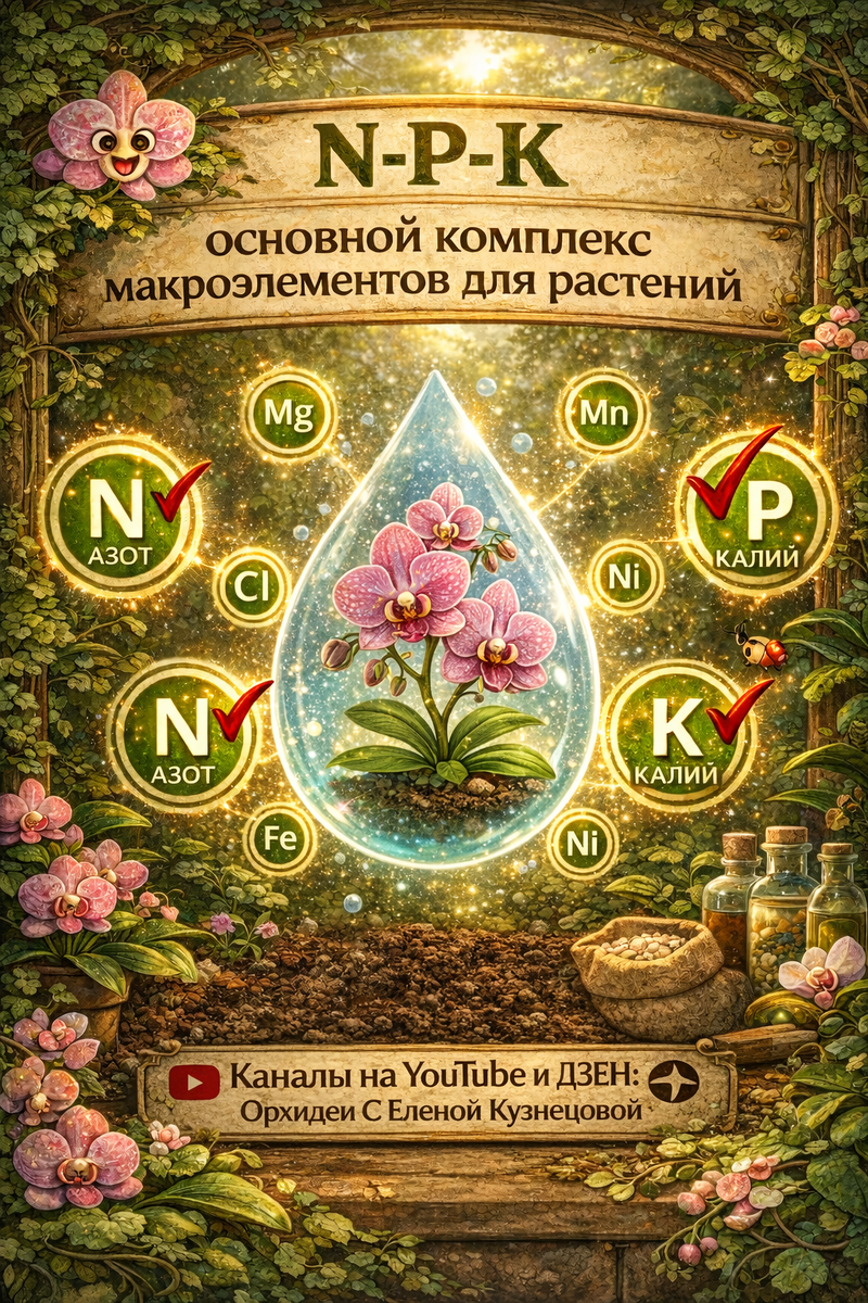 N-P-K - это основной комплекс макроэлементов для питания орхидей. Орхидеи С Еленой Кузнецовой