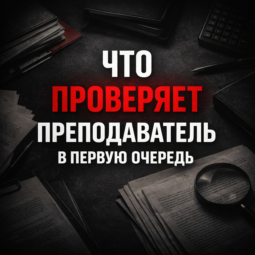 Что проверяет преподаватель в первую очередь
