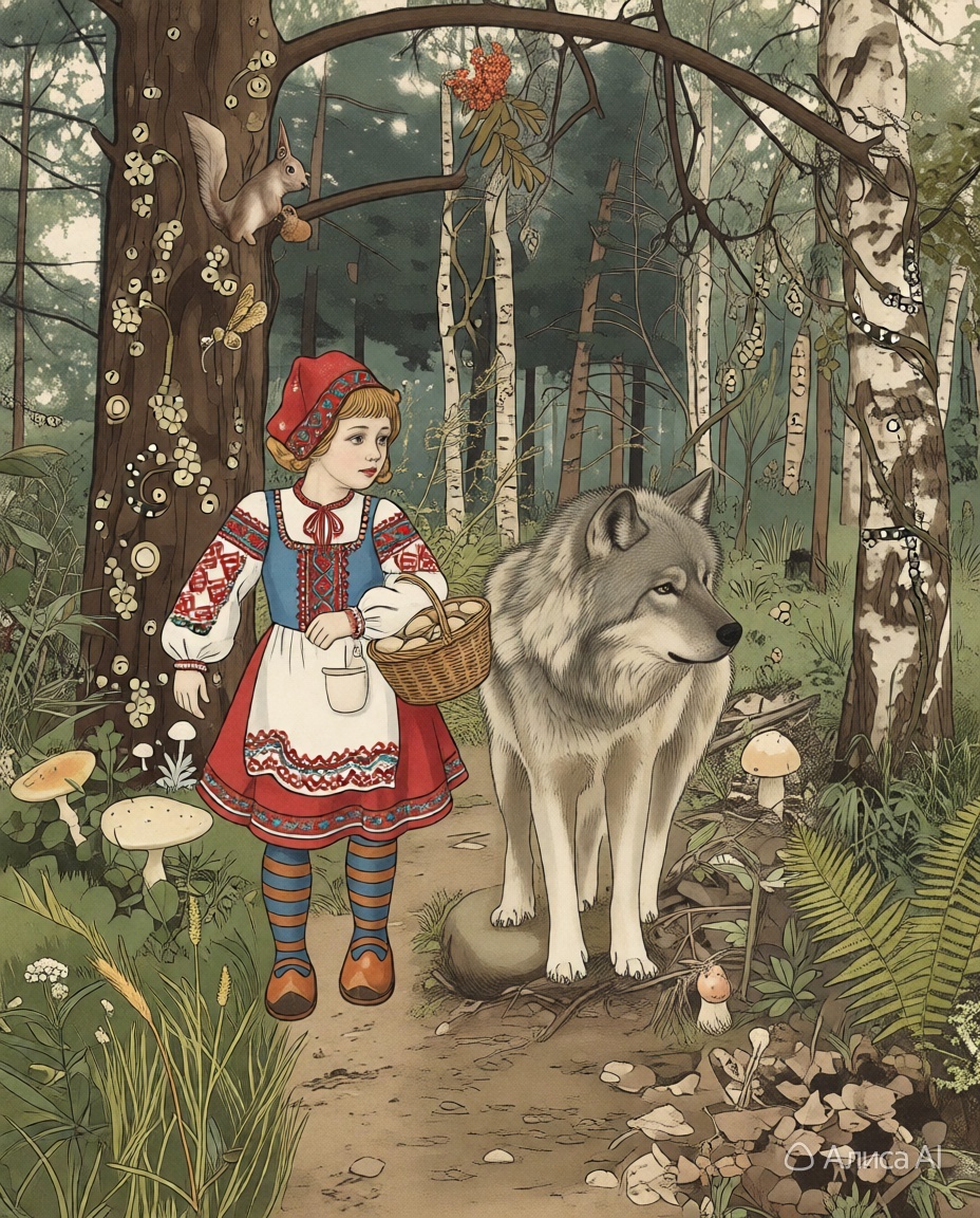 Иллюстрация с помощью фильтра «Русская сказка» в нейросети «Алиса»