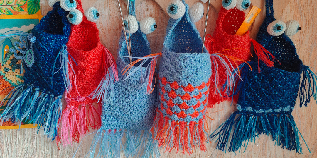 Корзинка и кармашки- органайзеры крючком.МК. Плотный узор ,,чешуя".