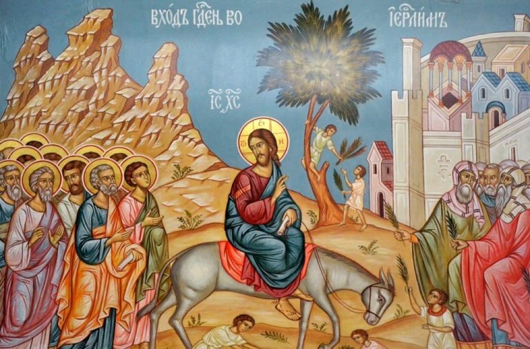 Икона-фреска "Вход Господа нашего Иисуса Христа в Иерусалим"
