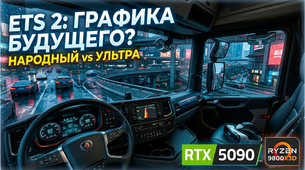 Стилизованный концепт-арт VTC Grand (AI). Визуализация ультра-настроек графики ETS 2 в 2026 году.