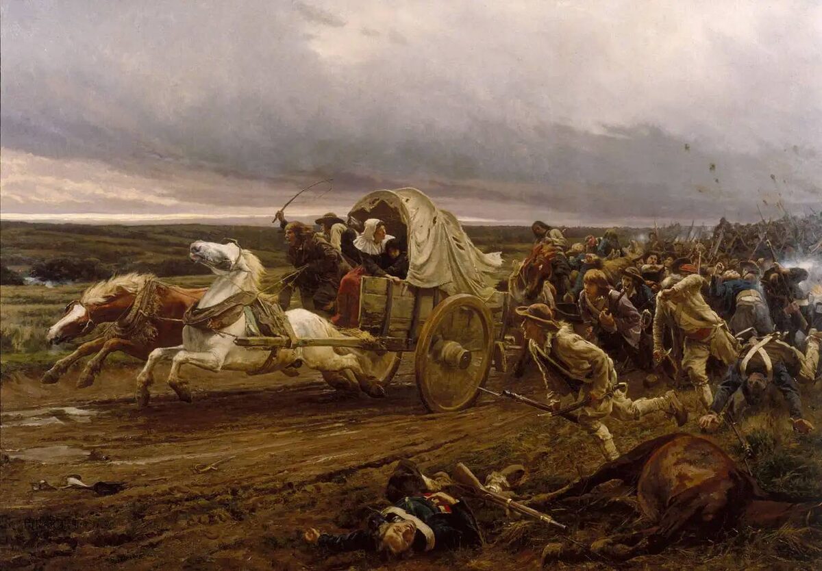     Жюль Жирарде. Отступление вандейцев после битвы при Шоле. 1886
