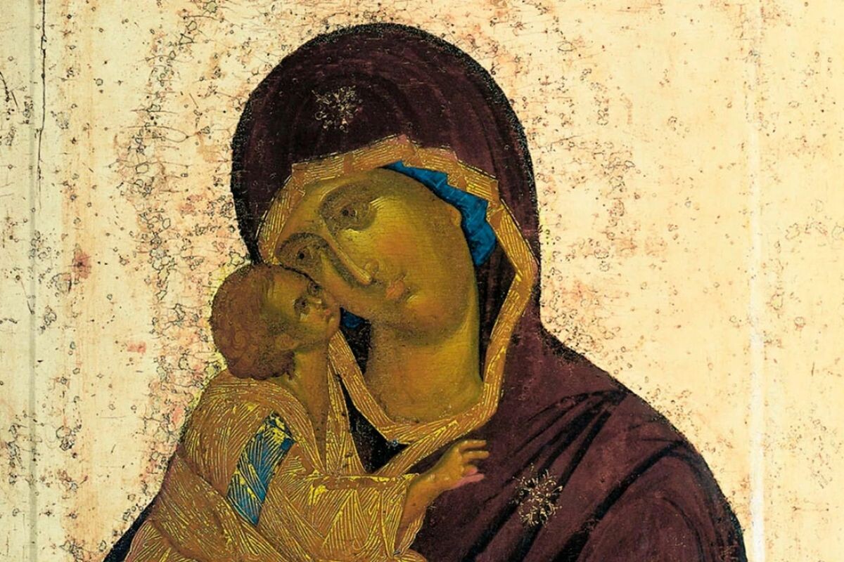 Фрагмент лицевой стороны Донской иконы Божией Матери. Феофан Грек